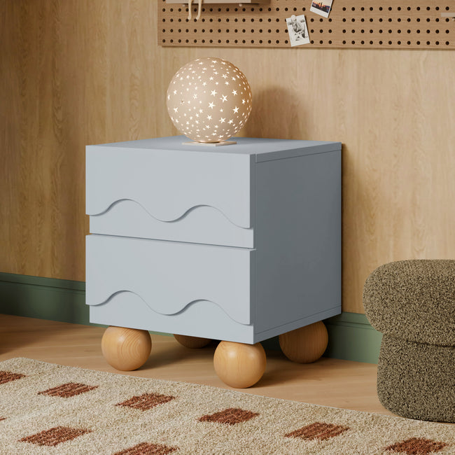 M31160PBHY,Babyletto Kids,Lido Wave Nightstand in Powder Blue and Honey