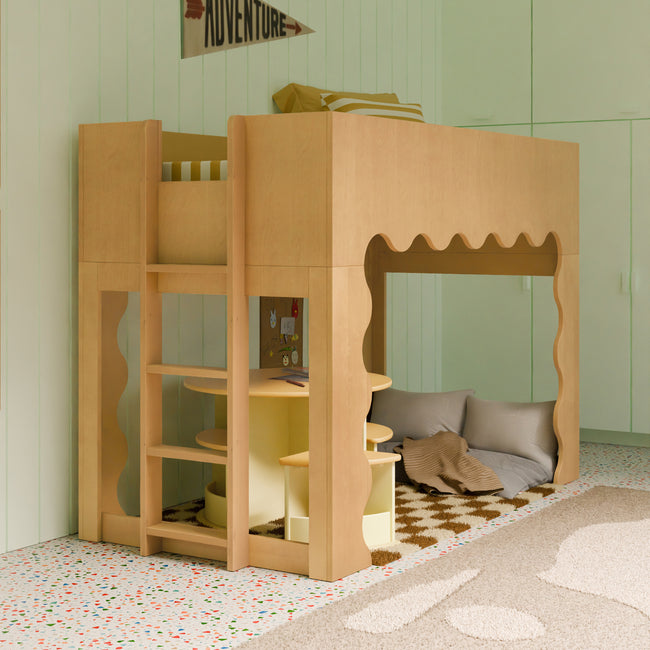 M31171HY,Babyletto Kids,Lido Wave Low Loft Twin Bed in Honey