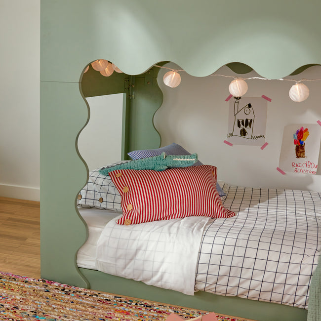 M31171LSHY,Babyletto Kids,Lido Wave Low Loft Twin Bed in Light Sage and Honey