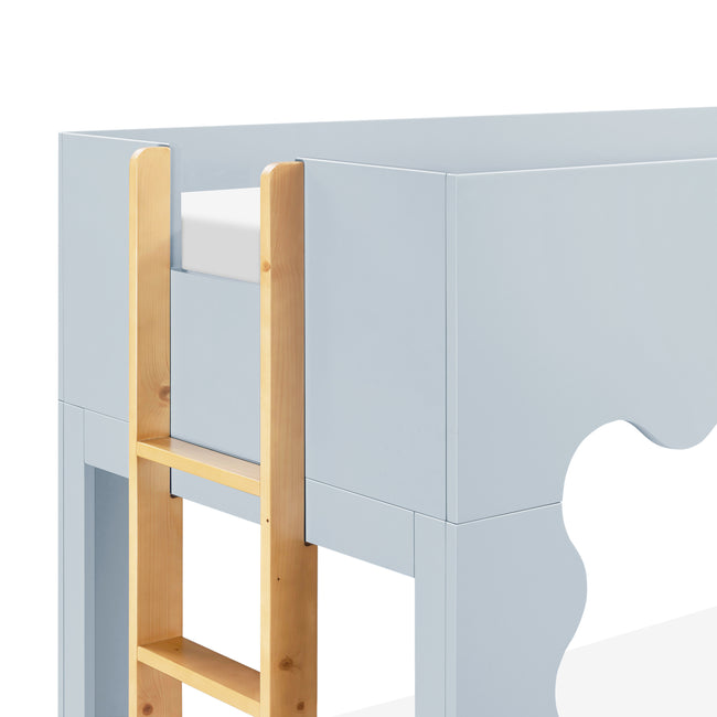 M31171PBHY,Babyletto Kids,Lido Wave Low Loft Twin Bed in Powder Blue and Honey