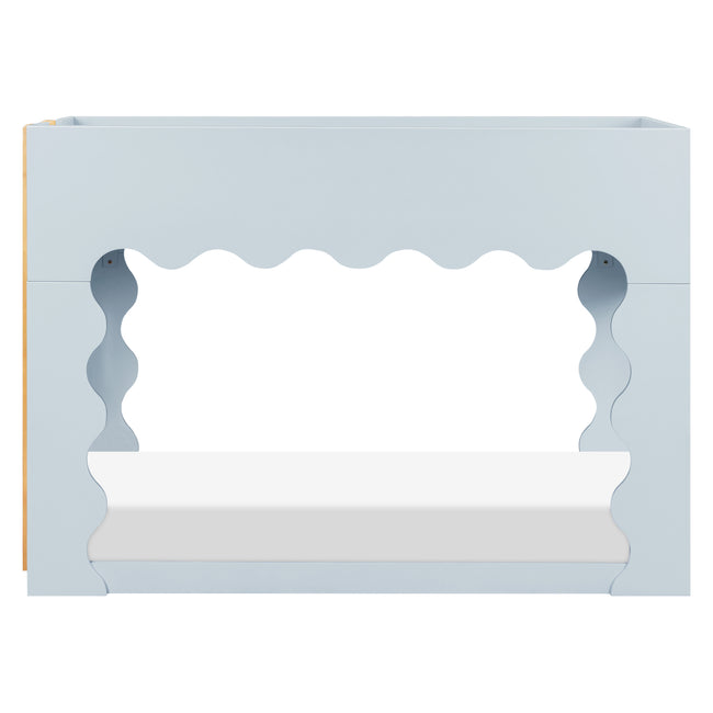 M31171PBHY,Babyletto Kids,Lido Wave Low Loft Twin Bed in Powder Blue and Honey