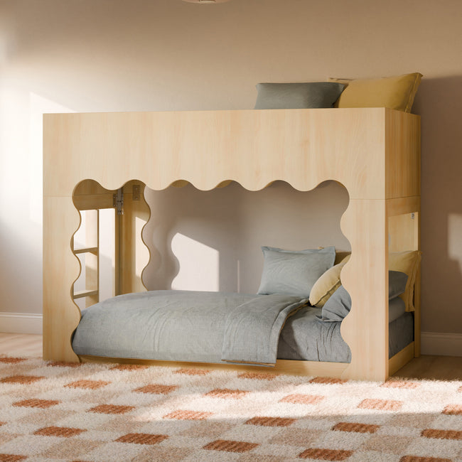 M31194BD,Babyletto Kids,Lido Wave Convertible Bunk Bed in Blonde