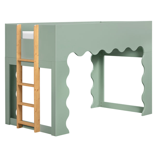 M31194LSHY,Babyletto Kids,Lido Wave Convertible Bunk Bed in Light Sage and Honey