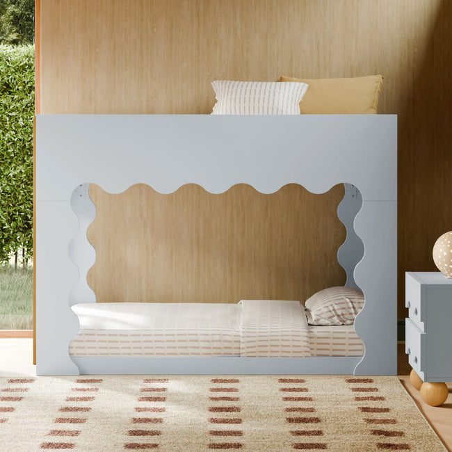 M31194PBHY,Babyletto Kids,Lido Wave Convertible Bunk Bed in Powder Blue and Honey
