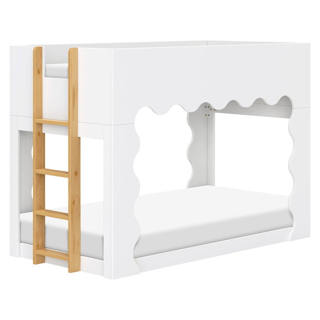 M31194WHY,Babyletto Kids,Lido Wave Convertible Bunk Bed in White and Honey