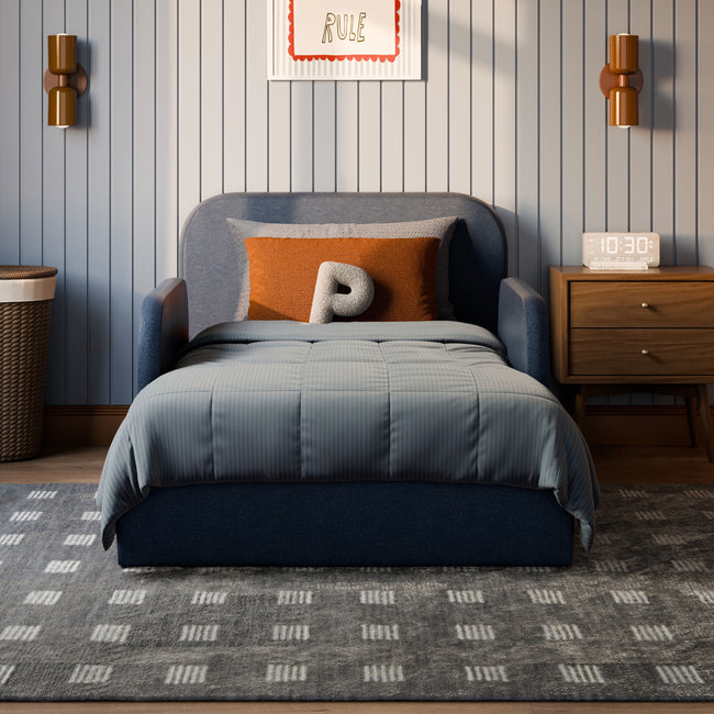 M31269PVET,Babyletto Kids,Nara Twin Bed in Performance Navy Eco-Twill