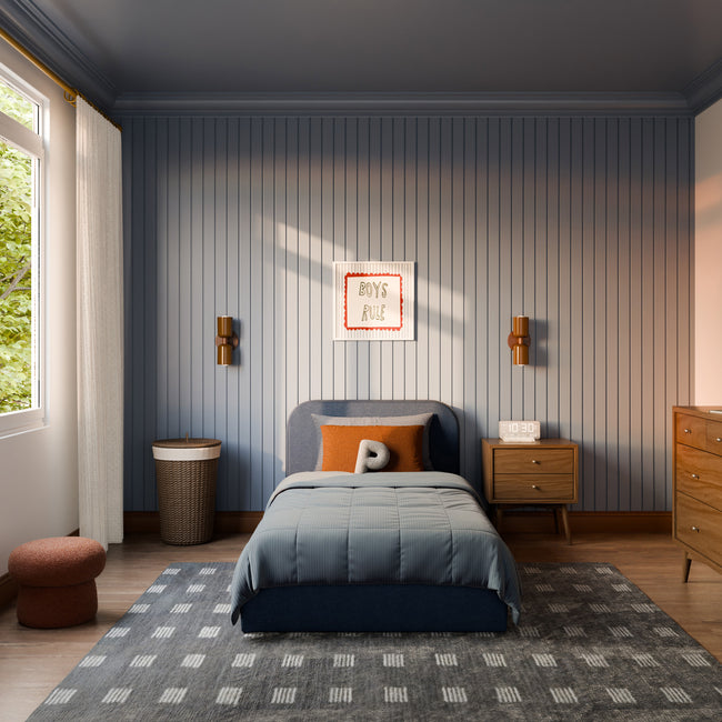 M31269PVET,Babyletto Kids,Nara Twin Bed in Performance Navy Eco-Twill