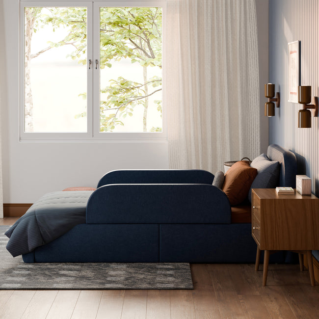 M31269PVET,Babyletto Kids,Nara Twin Bed in Performance Navy Eco-Twill