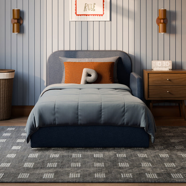M31269PVET,Babyletto Kids,Nara Twin Bed in Performance Navy Eco-Twill