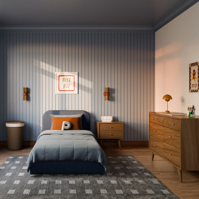 M31269PVET,Babyletto Kids,Nara Twin Bed in Performance Navy Eco-Twill