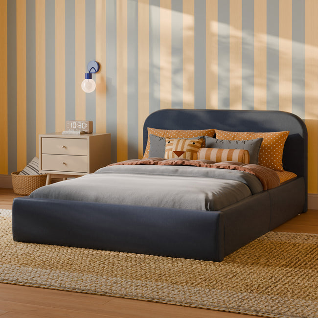 M31296PVET,Babyletto Kids,Nara Full Bed in Performance Navy Eco-Twill