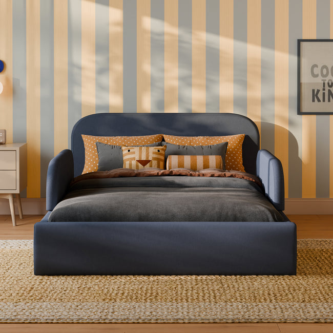 M31296PVET,Babyletto Kids,Nara Full Bed in Performance Navy Eco-Twill
