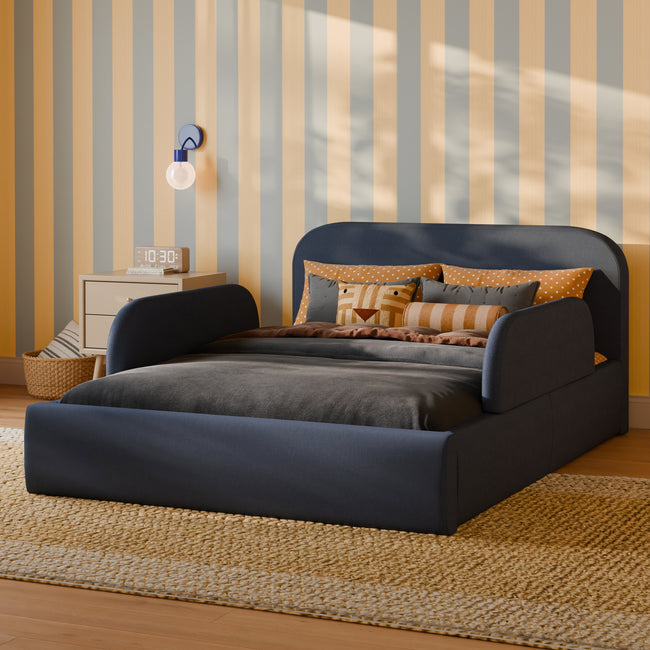 M31296PVET,Babyletto Kids,Nara Full Bed in Performance Navy Eco-Twill