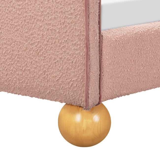 M31369PRSBRY,Babyletto Kids,Rizo Twin Bed in Performance Rose Boucle w/Raspberry Piping
