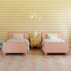 M31369PRSBRY,Babyletto Kids,Rizo Twin Bed in Performance Rose Boucle w/Raspberry Piping