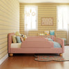 M31369PRSBRY,Babyletto Kids,Rizo Twin Bed in Performance Rose Boucle w/Raspberry Piping