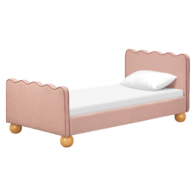 M31369PRSBRY,Babyletto Kids,Rizo Twin Bed in Performance Rose Boucle w/Raspberry Piping