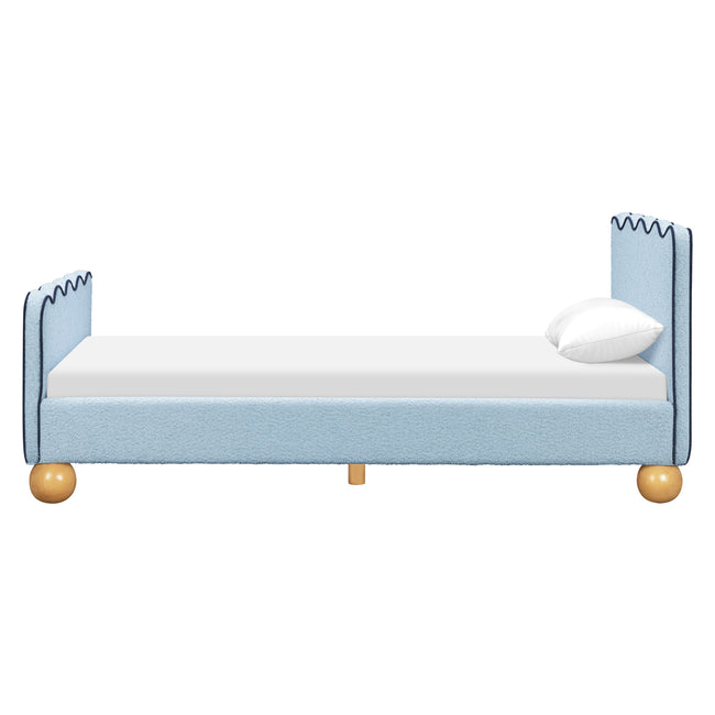 M31369PSBBY,Babyletto Kids,Rizo Twin Bed in Performance Sky Boucle w/Blueberry Piping