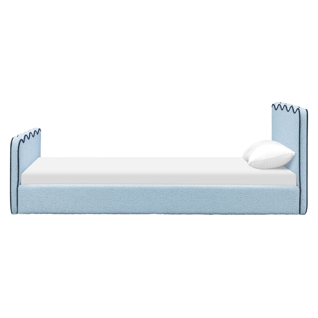 M31369PSBBY,Babyletto Kids,Rizo Twin Bed in Performance Sky Boucle w/Blueberry Piping