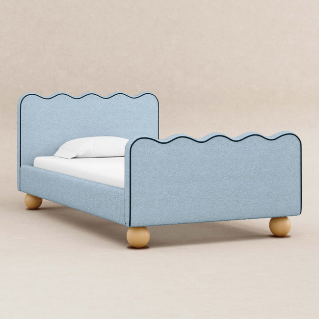 M31369PSBBY,Babyletto Kids,Rizo Twin Bed in Performance Sky Boucle w/Blueberry Piping