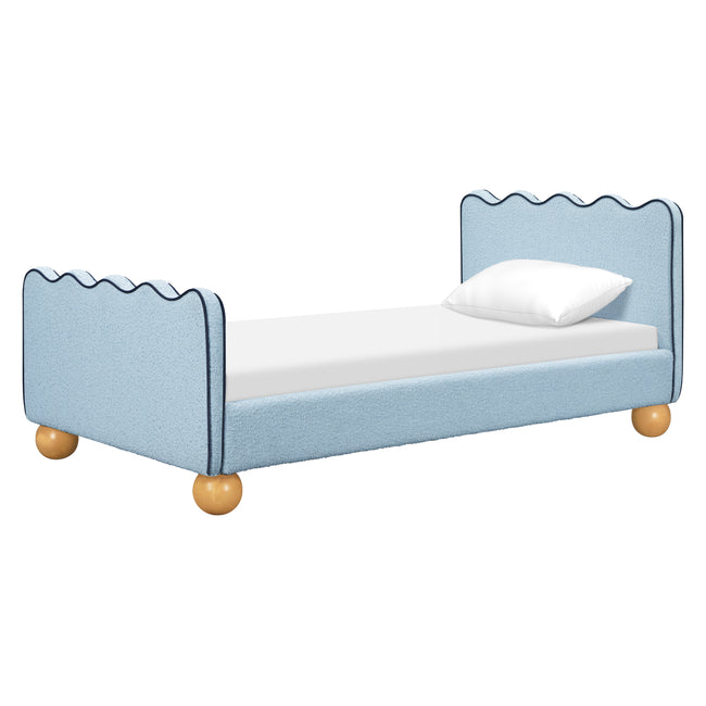M31369PSBBY,Babyletto Kids,Rizo Twin Bed in Performance Sky Boucle w/Blueberry Piping