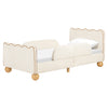 M31369PWBTAN,Babyletto Kids,Rizo Twin Bed in Performance Ivory Boucle w/ VTan Leather Piping