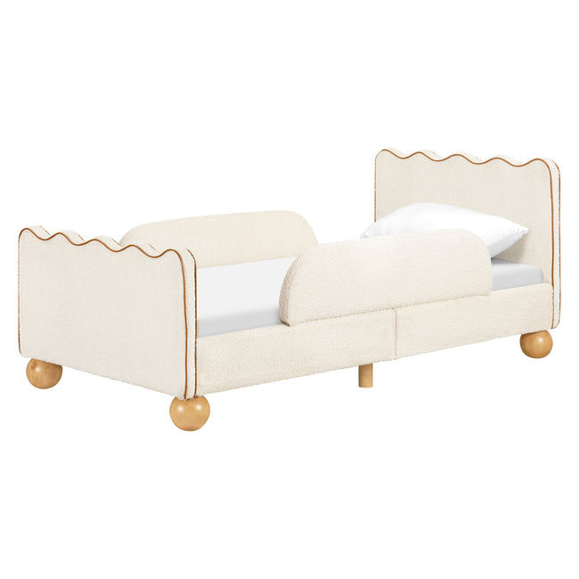 M31369PWBTAN,Babyletto Kids,Rizo Twin Bed in Performance Ivory Boucle w/ VTan Leather Piping