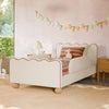 M31369PWBTAN,Babyletto Kids,Rizo Twin Bed in Performance Ivory Boucle w/ VTan Leather Piping