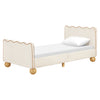 M31369PWBTAN,Babyletto Kids,Rizo Twin Bed in Performance Ivory Boucle w/ VTan Leather Piping
