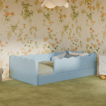 M31376PSB,Babyletto Kids,Rizo Montessori-Inspired Twin Bed in Performance Sky Boucle