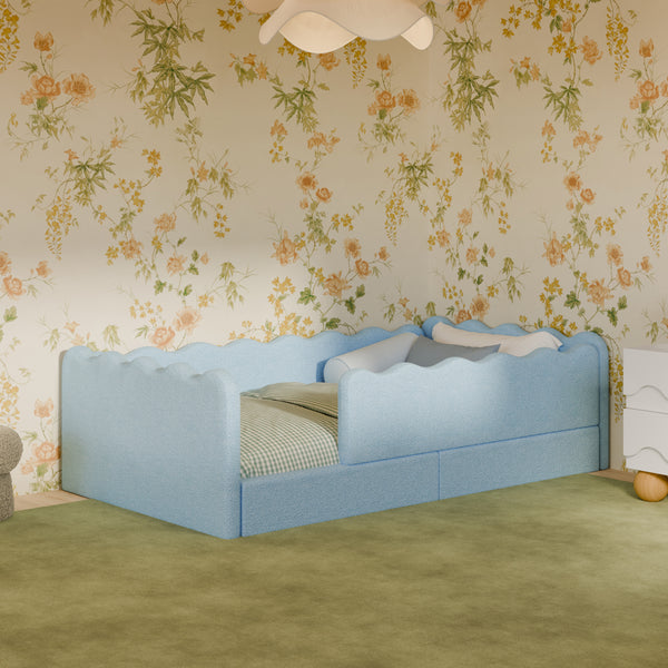 M31376PSB,Babyletto Kids,Rizo Montessori-Inspired Twin Bed in Performance Sky Boucle