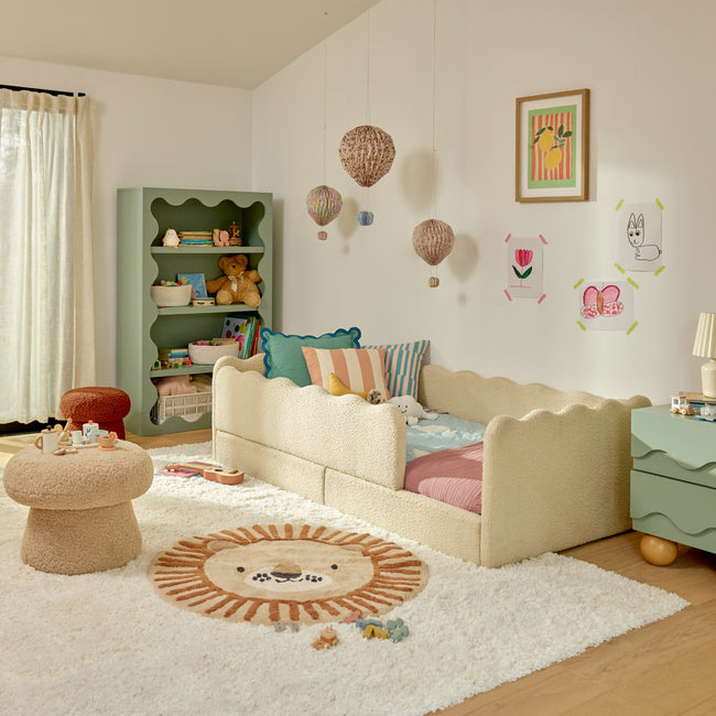 M31376PWB,Babyletto Kids,Rizo Montessori-Inspired Twin Bed in Performance Ivory Boucle