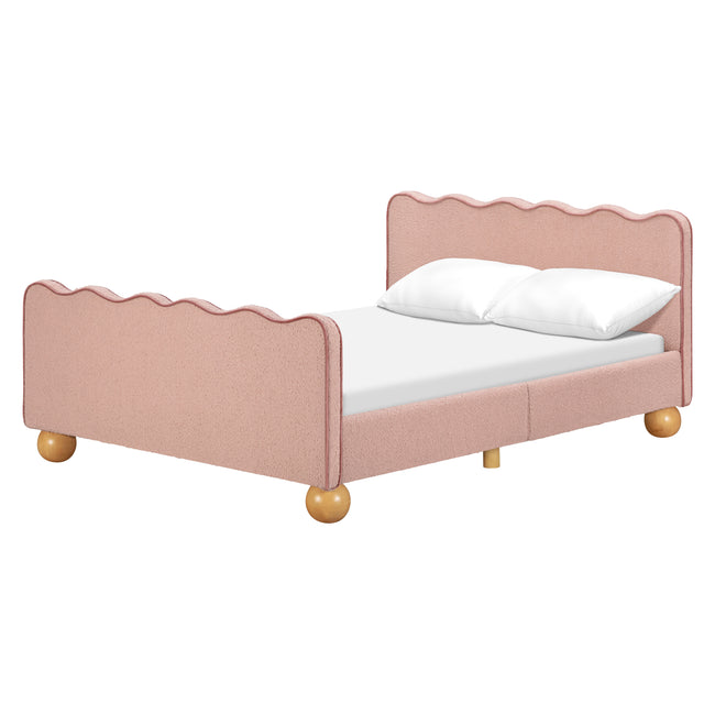 M31396PRSBRY,Babyletto Kids,Rizo Full Bed in Performance Rose Boucle w/Raspberry Piping