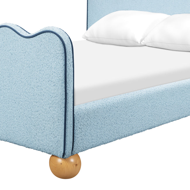 M31396PSBBY,Babyletto Kids,Rizo Full Bed in Performance Sky Boucle w/Blueberry Piping
