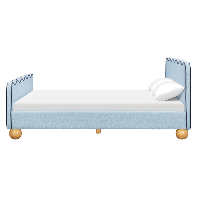 M31396PSBBY,Babyletto Kids,Rizo Full Bed in Performance Sky Boucle w/Blueberry Piping