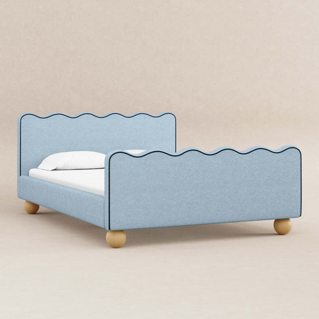 M31396PSBBY,Babyletto Kids,Rizo Full Bed in Performance Sky Boucle w/Blueberry Piping