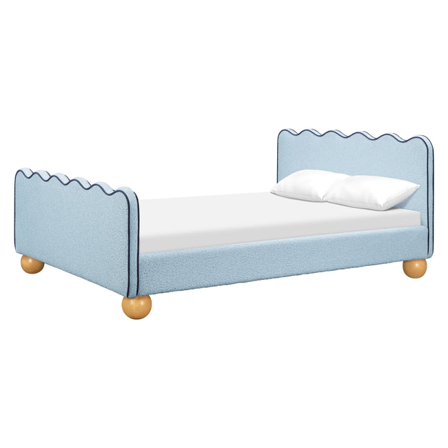 M31396PSBBY,Babyletto Kids,Rizo Full Bed in Performance Sky Boucle w/Blueberry Piping
