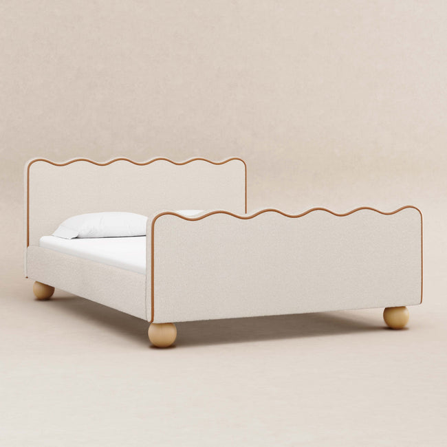 M31396PWBTAN,Babyletto Kids,Rizo Full Bed in Performance Ivory Boucle w/ VTan Leather Piping