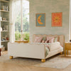 M31396PWBTAN,Babyletto Kids,Rizo Full Bed in Performance Ivory Boucle w/ VTan Leather Piping