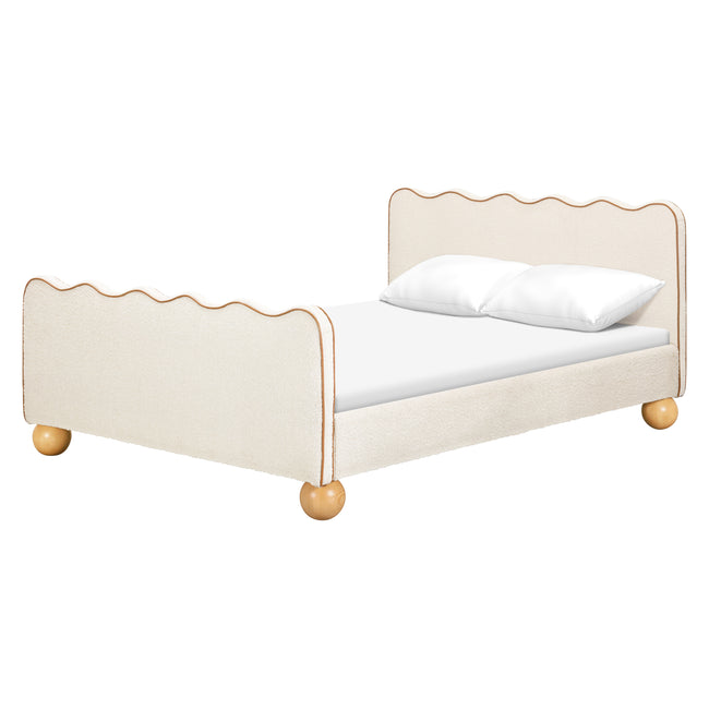 M31396PWBTAN,Babyletto Kids,Rizo Full Bed in Performance Ivory Boucle w/ VTan Leather Piping