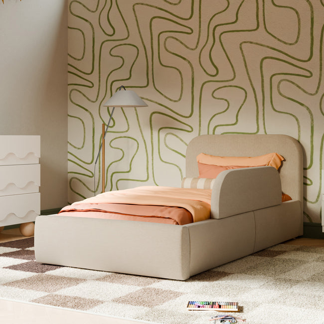 M31399PBEW,Babyletto Kids,Upholstered Twin/Full Bed Guardrail in Performance Beach Eco-Weave