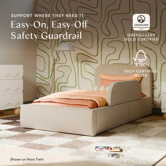 M31399PBEW,Babyletto Kids,Upholstered Twin/Full Bed Guardrail in Performance Beach Eco-Weave