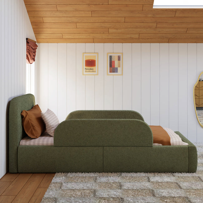 M31399POB,Babyletto Kids,Upholstered Twin/Full Bed Guardrail in Performance Olive Boucle
