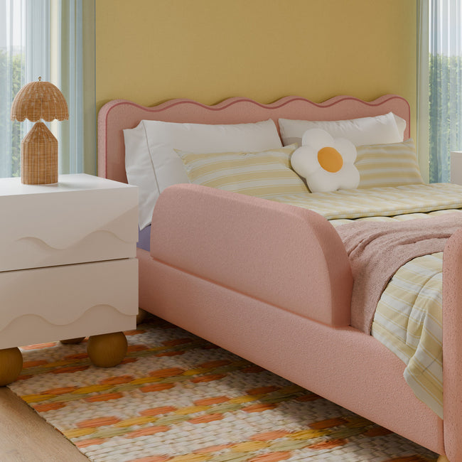 M31399PRSB,Babyletto Kids,Upholstered Twin/Full Bed Guardrail in Performance Rose Boucle