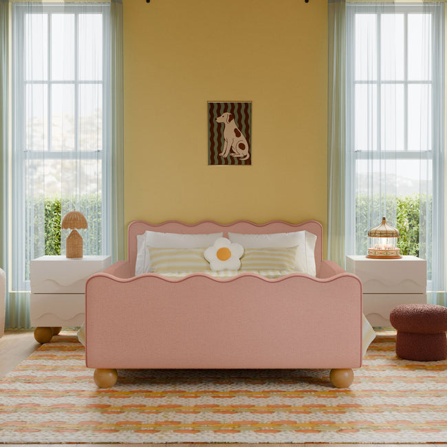 M31399PRSB,Babyletto Kids,Upholstered Twin/Full Bed Guardrail in Performance Rose Boucle