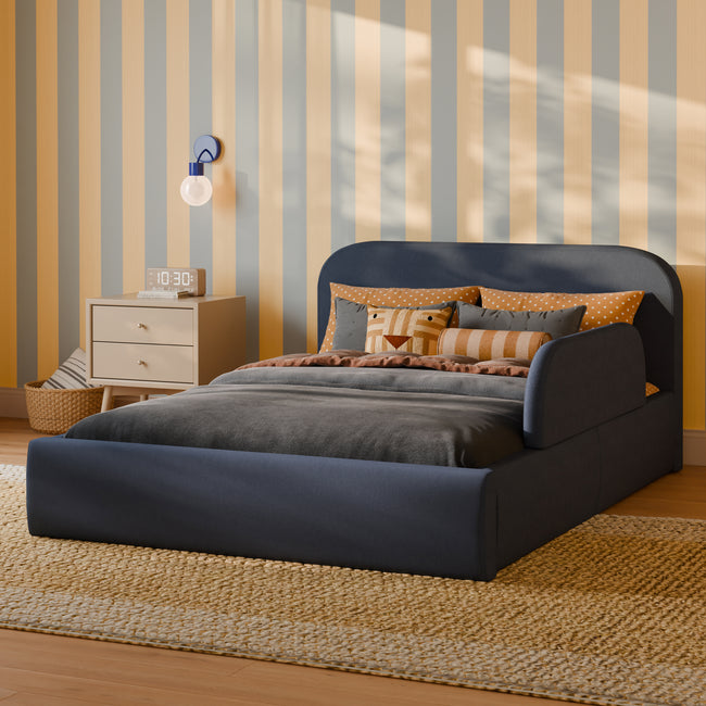 M31399PVET,Babyletto Kids,Upholstered Twin/Full Bed Guardrail in Performance Navy Eco-Twill