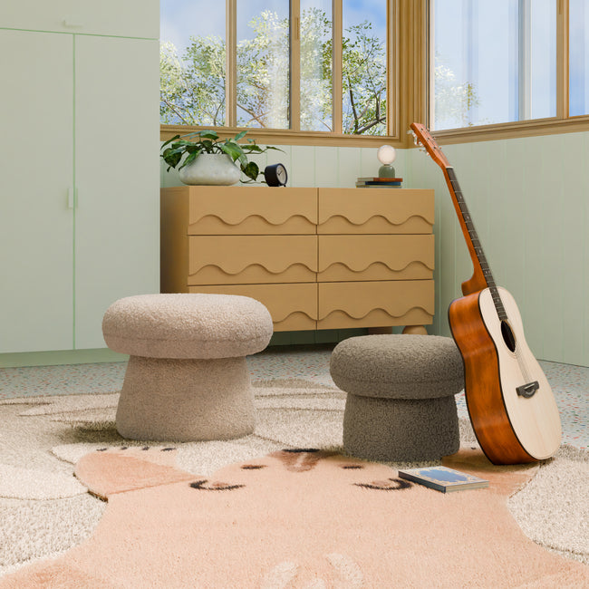 M31585LT,Babyletto Kids,Mini Mushroom Pouf in Latte Teddy Loop