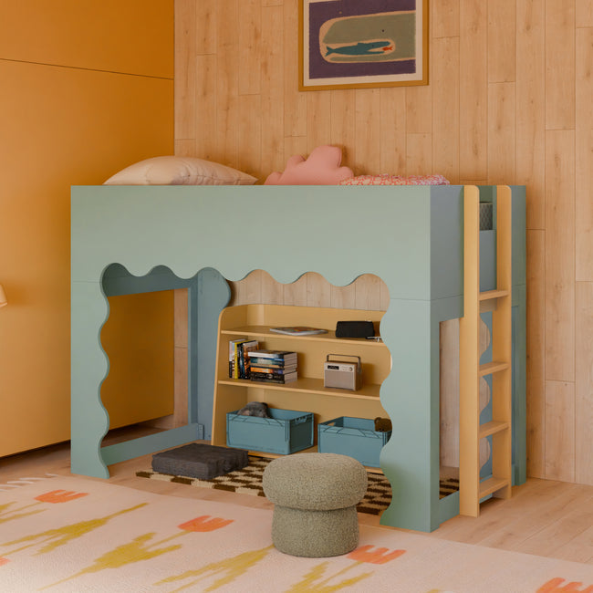 M31585LT,Babyletto Kids,Mini Mushroom Pouf in Latte Teddy Loop