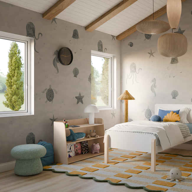 M31685ST,Babyletto Kids,Mushroom Pouf in Sage Teddy Loop