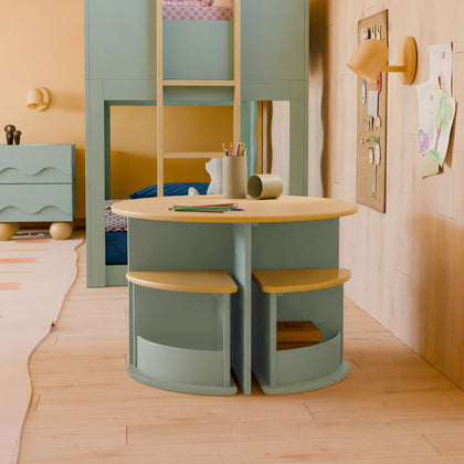 M31720LSHY,Babyletto Kids,Nessa Nesting Play Table in Light Sage and Honey